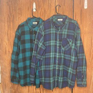 2 Magellan Outdoors Shirts Mens 3XL Plaid Check Long Sleeve Flannel Button Down